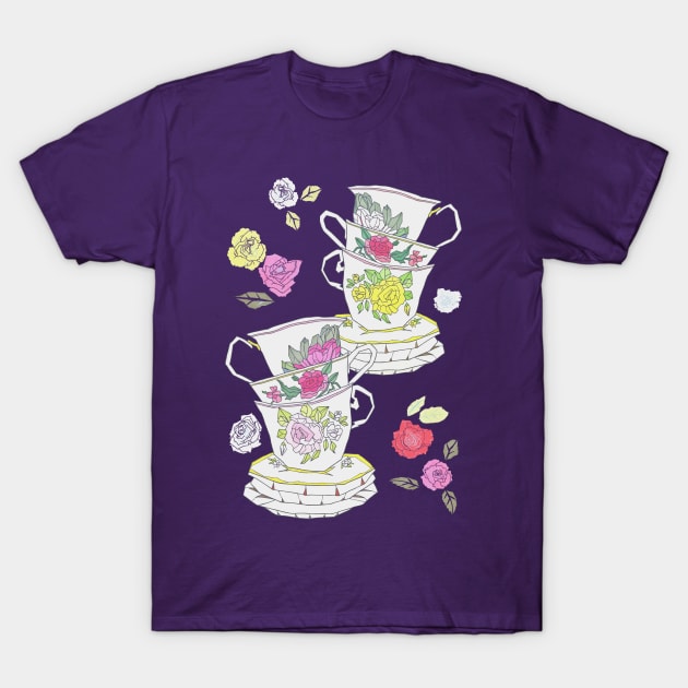 Vintage Tea Cups T-Shirt by minniemorrisart